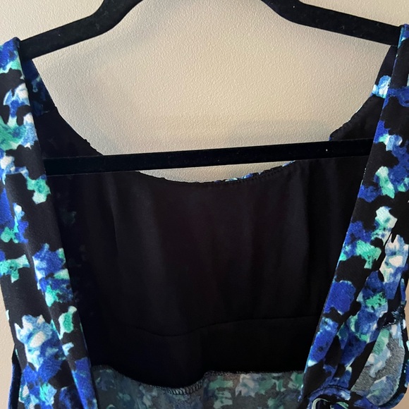Ann Taylor Black/Royal Blue/Blue/Mint Green/White Splotchy Floral Print Tank Top - Picture 12 of 14